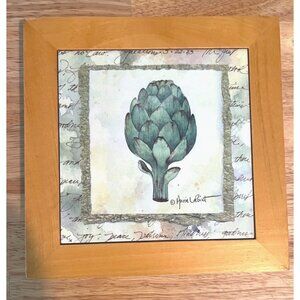 Anne Lapointe Artichoke Framed Tile Trivet 8" x 8"